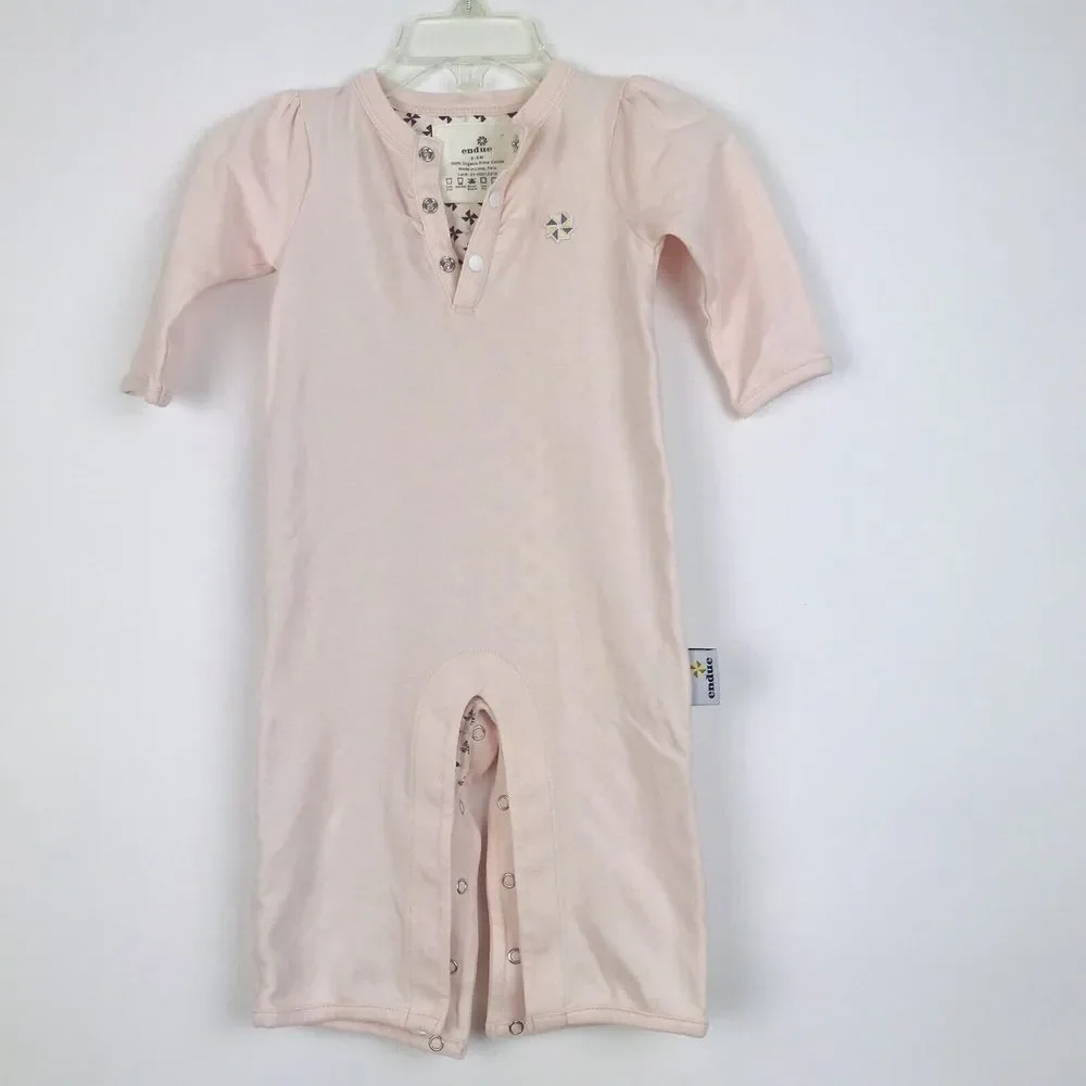 Endue Baby Girl Organic Cotton Bodysuit Pink 3-6 Mo Snap‎ Button